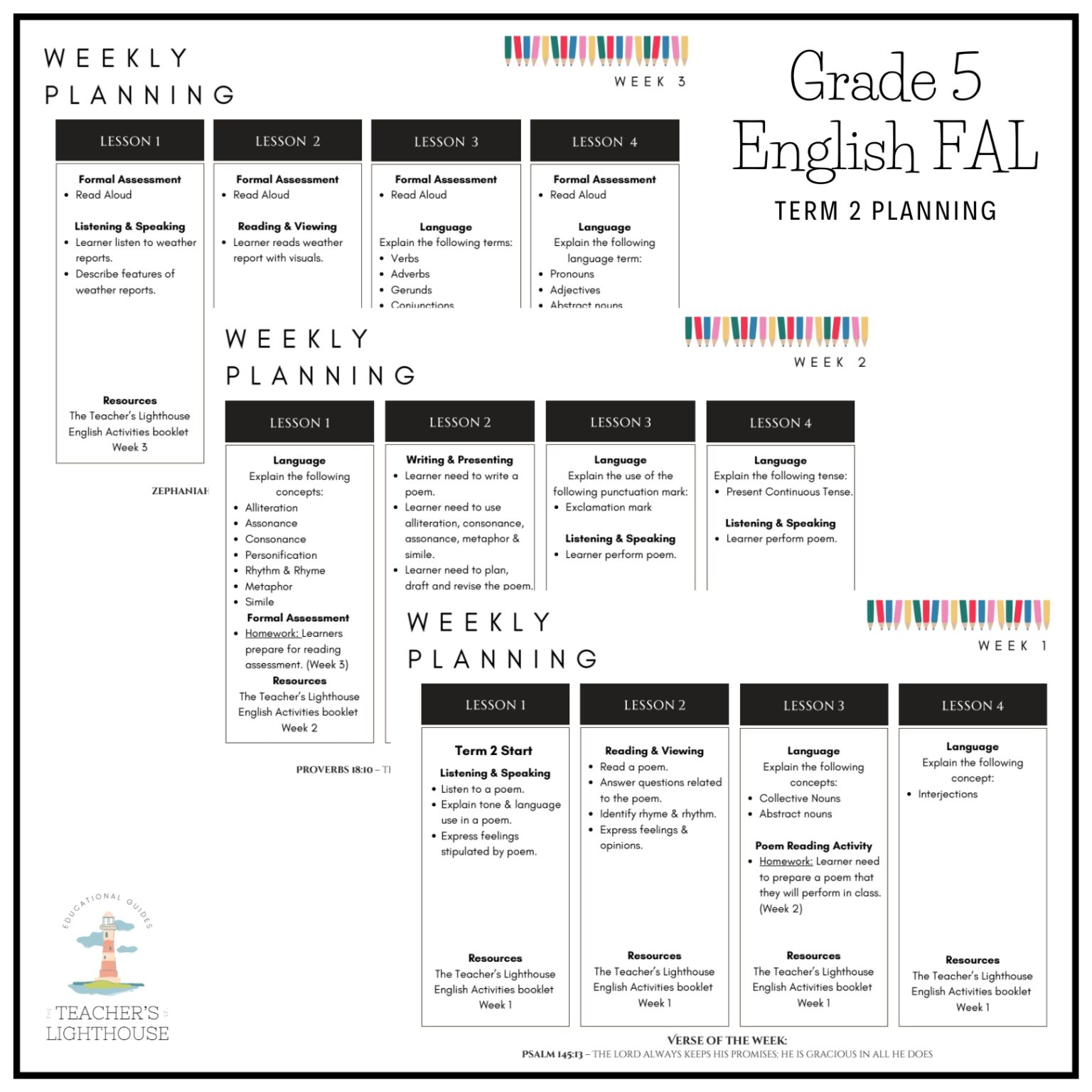 Grade 5 English FAL Term 2 2026 Planning & Activities – teacherslighthouse