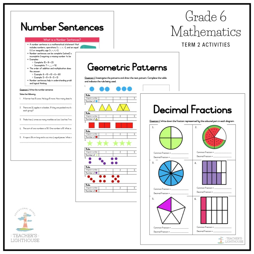 Grade 6 Mathematics Term 2 2026 Planning & Activities – teacherslighthouse