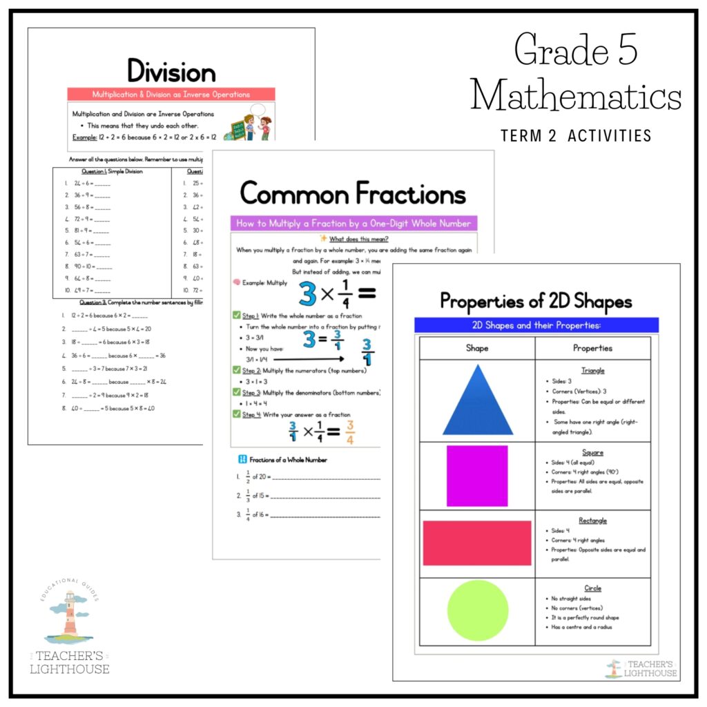 Grade 5 Mathematics Term 2 2026 Planning & Activities – teacherslighthouse