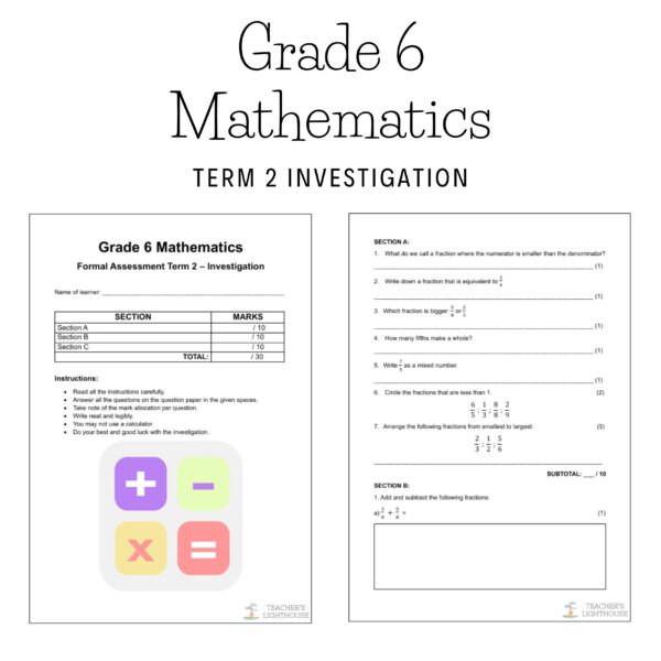 Grade 6 Mathematics Term 2 Assessment – Investigation (2025 ...