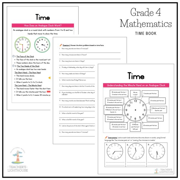 Grade 4 Mathematics Term 4 2026 Time Book – teacherslighthouse