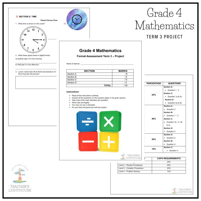 Grade 4 Mathematics Term 3 Assessment – Project (2025) – teacherslighthouse