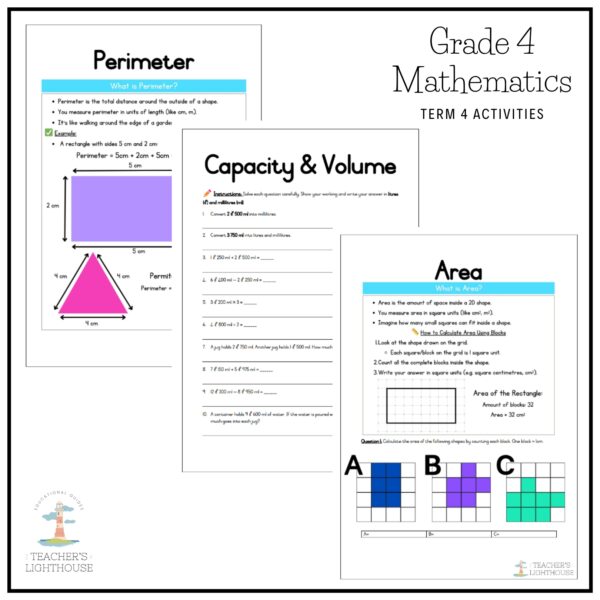 Grade 4 Mathematics Term 4 2025 Planning & Activities – teacherslighthouse