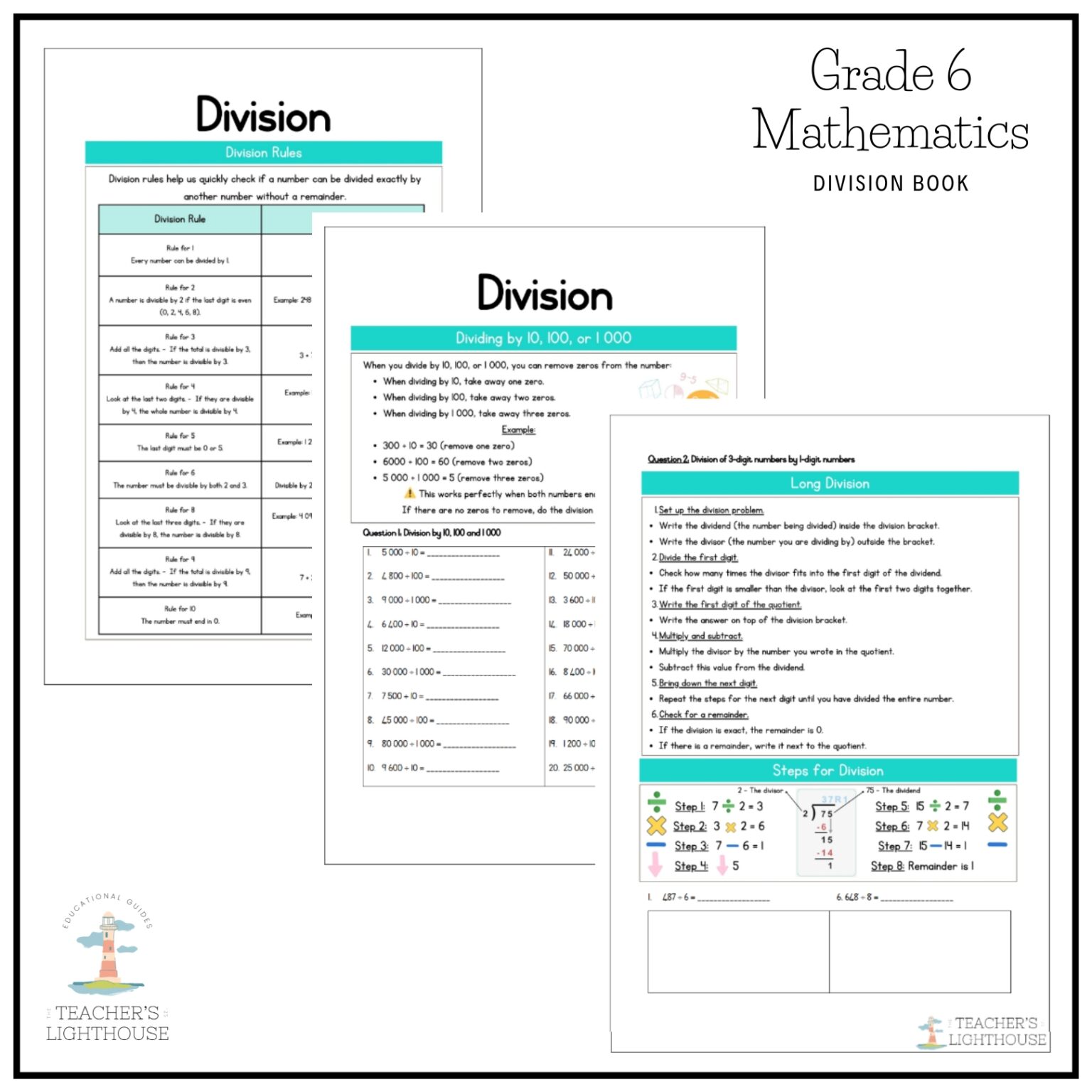 Grade 6 Mathematics Term 1 2026 Division Book – teacherslighthouse